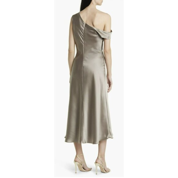 Amsale $360 Satin Midi One Shoulder Formal Dress Size 2 NWT - Picture 3 of 8